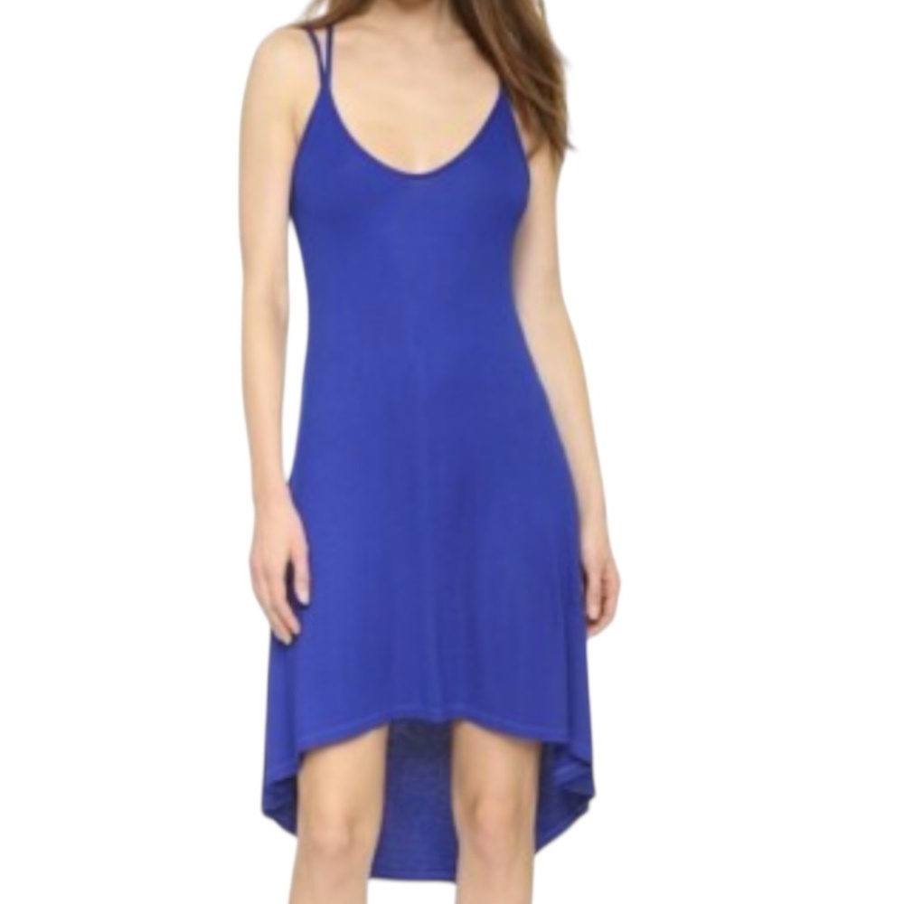 Splendid Cobalt Blue Ribbed Knit Midi Dress High Low Hem | Size S